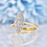 Ellibelle Jewellery Edwardian Diamond 18ct Gold & Platinum Marquise Ring
