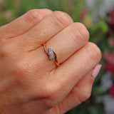 Ellibelle Jewellery Edwardian Diamond 18ct Gold Three-Stone Crossover Ring