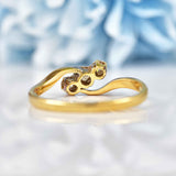 Ellibelle Jewellery Edwardian Diamond 18ct Gold Three-Stone Crossover Ring
