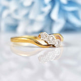Ellibelle Jewellery Edwardian Diamond 18ct Gold Three-Stone Crossover Ring