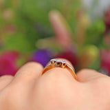 Ellibelle Jewellery Edwardian Diamond 18ct Gold Three-Stone Crossover Ring