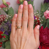 Ellibelle Jewellery Edwardian Diamond 18ct Gold Three-Stone Starburst Gypsy Ring