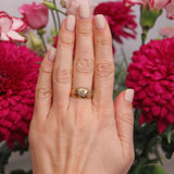 Ellibelle Jewellery Edwardian Diamond 18ct Gold Three-Stone Starburst Gypsy Ring
