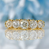 Ellibelle Jewellery Edwardian Old Mine Cut Diamond 18ct Gold Five Stone Ring (1.40cts)