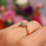 Ellibelle Jewellery Edwardian Old-Mine-Cut Diamond 18ct Gold Two-Stone Crossover Ring