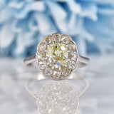 Ellibelle Jewellery Edwardian Old-Mine-Cut Diamond & Platinum Cluster Engagement Ring (1.85ct)