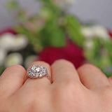 Ellibelle Jewellery Edwardian Old-Mine-Cut Diamond & Platinum Cluster Engagement Ring (1.85ct)