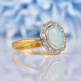 Ellibelle Jewellery Edwardian Opal & Diamond 18ct Gold Platinum Ring