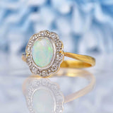 Ellibelle Jewellery Edwardian Opal & Diamond 18ct Gold Platinum Ring