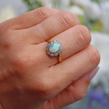 Ellibelle Jewellery Edwardian Opal & Diamond 18ct Gold Platinum Ring