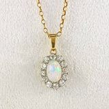 Ellibelle Jewellery Edwardian Opal & Old Cut Diamond Cluster Pendant Necklace
