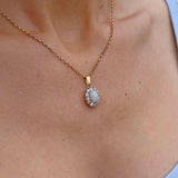 Ellibelle Jewellery Edwardian Opal & Old Cut Diamond Cluster Pendant Necklace