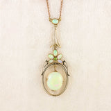 Ellibelle Jewellery Edwardian Opal & Peridot 15ct Gold Pendant Necklace