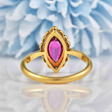 Ellibelle Jewellery Edwardian Ruby & Diamond 18ct Gold Marquise Cluster Ring