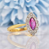 Ellibelle Jewellery Edwardian Ruby & Diamond 18ct Gold Marquise Cluster Ring
