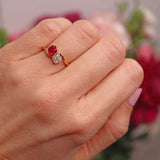 Ellibelle Jewellery Edwardian Ruby & Diamond 18ct Gold 'Toi et Moi' Crossover Ring