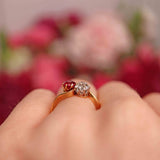 Ellibelle Jewellery Edwardian Ruby & Diamond 18ct Gold 'Toi et Moi' Crossover Ring