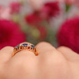 Ellibelle Jewellery Edwardian Sapphire & Diamond 18ct Gold Belcher Ring