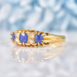 Ellibelle Jewellery Edwardian Sapphire & Diamond 18ct Gold Belcher Ring