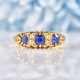 Ellibelle Jewellery Edwardian Sapphire & Diamond 18ct Gold Belcher Ring