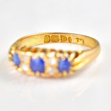 Ellibelle Jewellery Edwardian Sapphire & Diamond 18ct Gold Belcher Ring