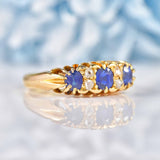 Ellibelle Jewellery Edwardian Sapphire & Diamond 18ct Gold Belcher Ring