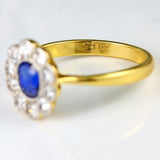 Ellibelle Jewellery Edwardian Sapphire & Diamond 18ct Gold Cluster Engagement Ring