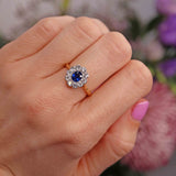 Ellibelle Jewellery Edwardian Sapphire & Diamond 18ct Gold Cluster Engagement Ring