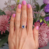 Ellibelle Jewellery Edwardian Sapphire & Diamond 18ct Gold Cluster Engagement Ring