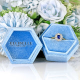 Ellibelle Jewellery Edwardian Sapphire & Diamond 18ct Gold Cluster Engagement Ring
