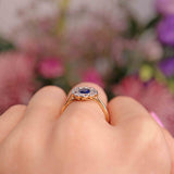 Ellibelle Jewellery Edwardian Sapphire & Diamond 18ct Gold Cluster Engagement Ring