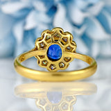 Ellibelle Jewellery Edwardian Sapphire & Diamond 18ct Gold Cluster Engagement Ring