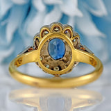Ellibelle Jewellery Edwardian Sapphire & Diamond 18ct Gold Platinum Cluster Ring (0.72cts)