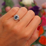 Ellibelle Jewellery Edwardian Sapphire & Diamond 18ct Gold Platinum Cluster Ring (0.72cts)