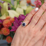 Ellibelle Jewellery Edwardian Sapphire & Diamond 18ct Gold Platinum Cluster Ring