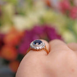 Ellibelle Jewellery Edwardian Sapphire & Diamond 18ct Gold Platinum Cluster Ring