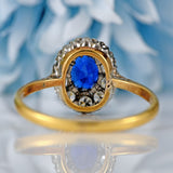 Ellibelle Jewellery Edwardian Sapphire & Diamond 18ct Gold Platinum Cluster Ring