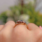 Ellibelle Jewellery Edwardian Sapphire & Diamond 18ct Gold Platinum Five-Stone Crossover Ring