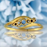 Ellibelle Jewellery Edwardian Sapphire & Diamond 18ct Gold Platinum Five-Stone Crossover Ring