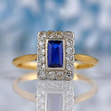 Ellibelle Jewellery Edwardian Sapphire & Diamond 18ct Gold Platinum Ring