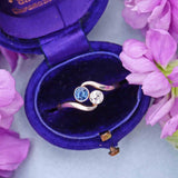Ellibelle Jewellery Edwardian Sapphire & Diamond 18ct Gold Platinum 'Toi et Moi' Engagement Ring