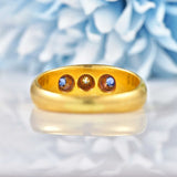 Ellibelle Jewellery Edwardian Sapphire & Diamond 18ct Gold Starburst Gypsy Ring