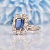 Ellibelle Jewellery Edwardian Sapphire & Diamond 18ct White Gold Platinum Engagement Ring