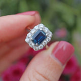 Ellibelle Jewellery Edwardian Sapphire & Diamond 18ct White Gold Platinum Engagement Ring