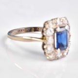 Ellibelle Jewellery Edwardian Sapphire & Diamond 18ct White Gold Platinum Engagement Ring
