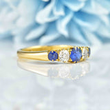 Ellibelle Jewellery Edwardian Sapphire & Diamond Gold Five-Stone Ring