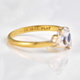 Ellibelle Jewellery Edwardian Sapphire & Diamond Gold Platinum Crossover Ring