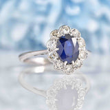 Ellibelle Jewellery Edwardian Sapphire & Diamond White Gold Cluster Ring