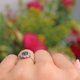 Ellibelle Jewellery Edwardian Sapphire & Diamond White Gold Cluster Ring
