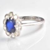 Ellibelle Jewellery Edwardian Sapphire & Diamond White Gold Cluster Ring